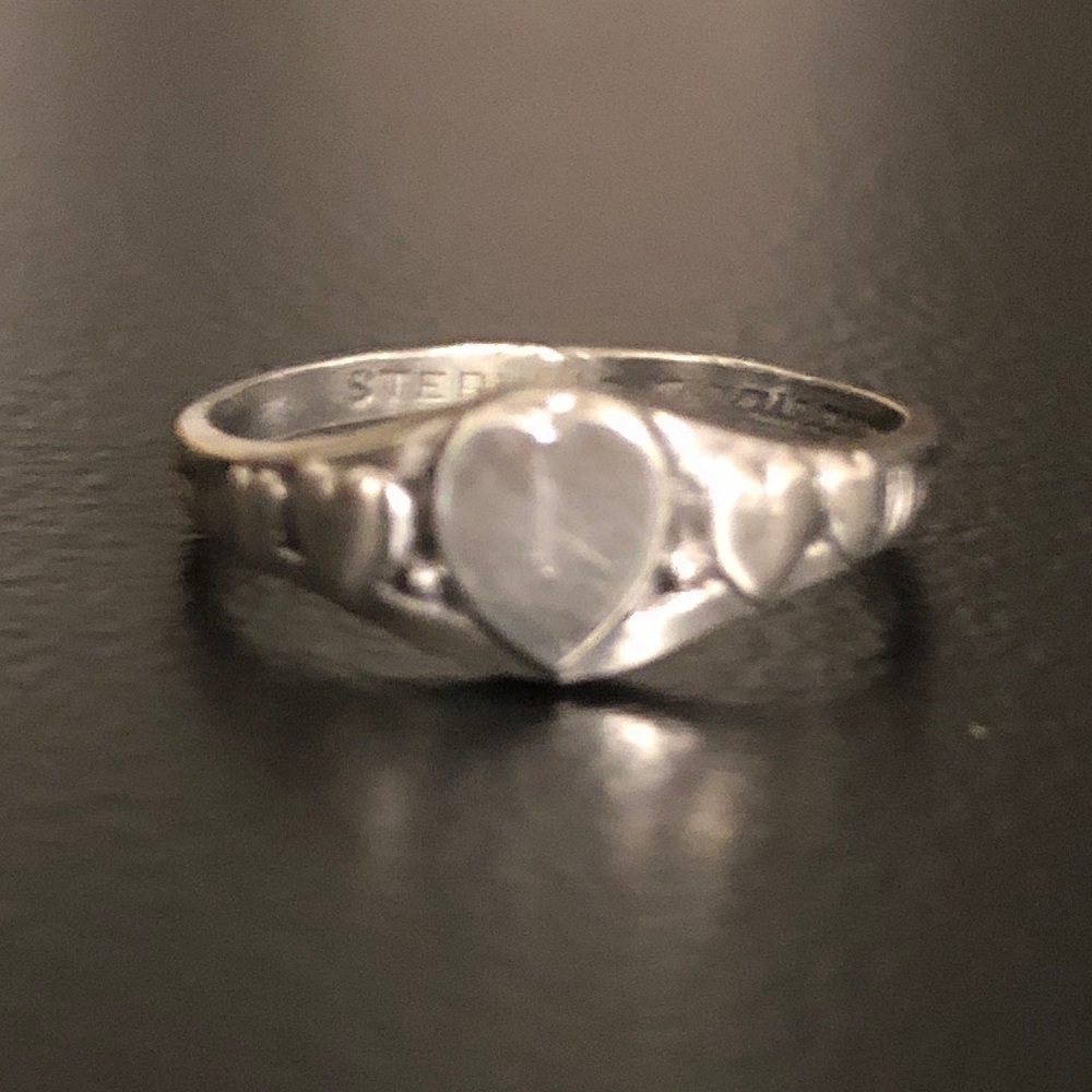 Antique Estate Kiddiegem Sterling Silver Heart Signet Ring